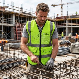 Safety Vest With Reflector Tape Ziper Closer Multi Pocket Style