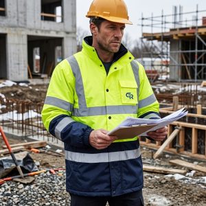 Winter Hi-Viz Safety Jacket With Quilted Lining Winter Hi-Vis