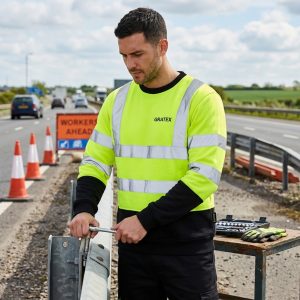 Hi-Viz Long Sleeve Fleece Sweat Shirt With Reflector