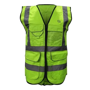 Safety Vest With Reflector Tape Ziper Closer Multi Pocket Style